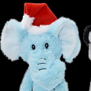 Multipet Holiday Slevins Elephant Santa Hat Hanging 18" Plush Squeaker Dog Toy